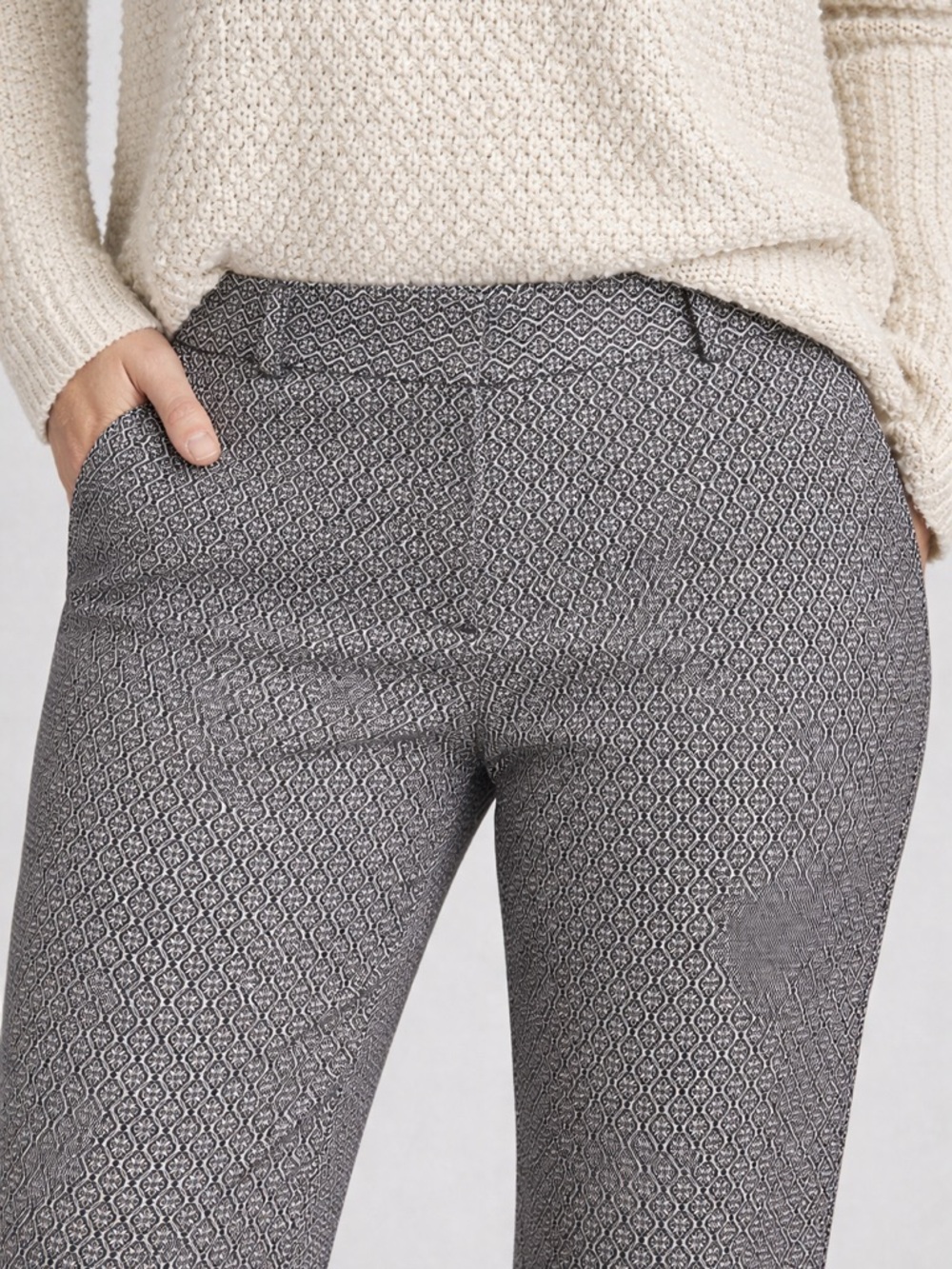 Kenar Black & White Geometric Straight-Leg Pants